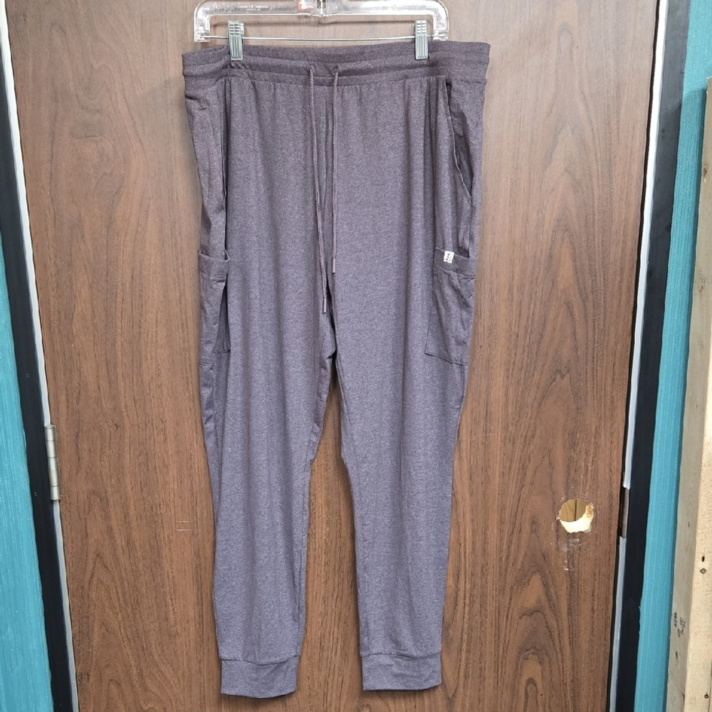 Frank & Oak Size XL Purple High Waisted Cargo Jogger Lounge Pants